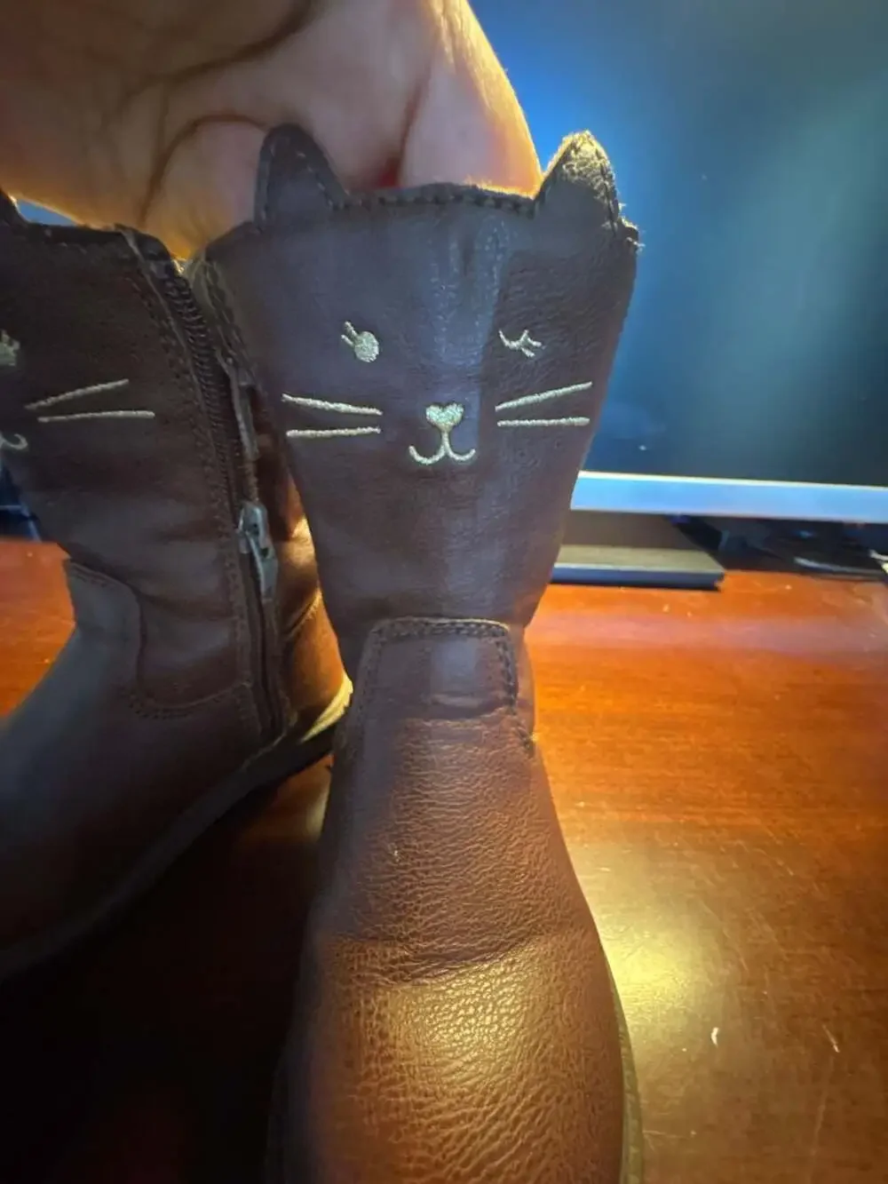 Carter's Pity Toddler Girls Brown Cat Face Embroidered Boots Size 5